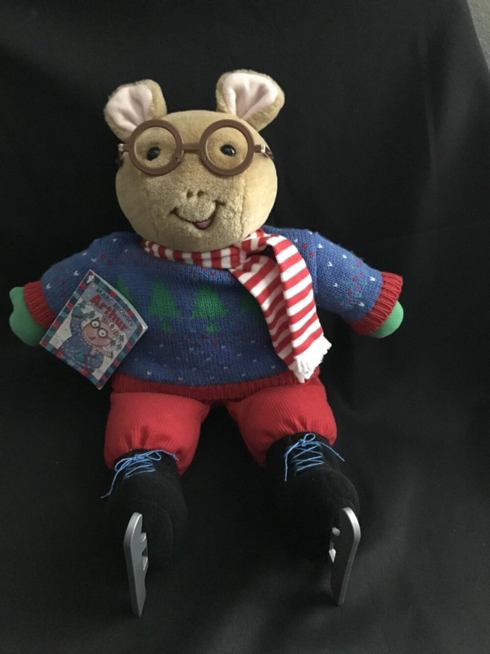 Vintage Wintertime Ice Skating Arthur Plush Doll by Eden 1998 New with Snag&Tags